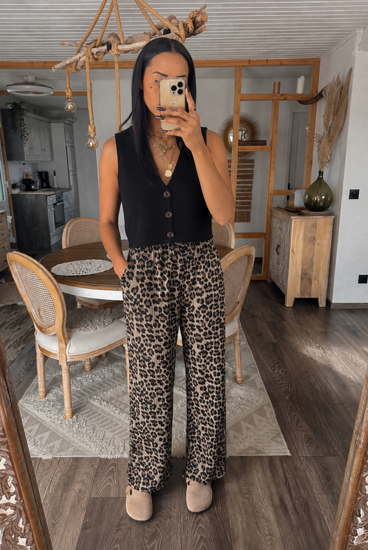 Pantalon Léopard en Coton Gaze