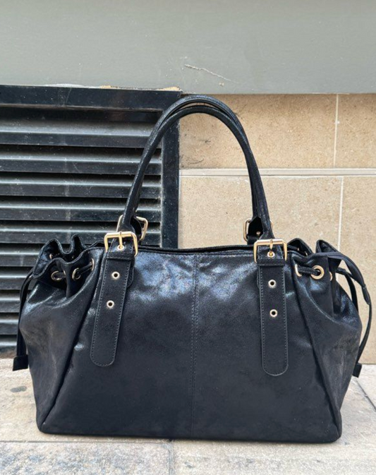Sac à main pour les cours XXL noir irisé, similicuir