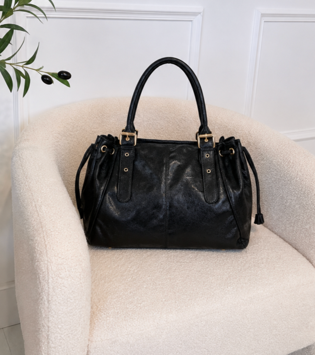 Sac à main pour les cours XXL noir irisé, similicuir