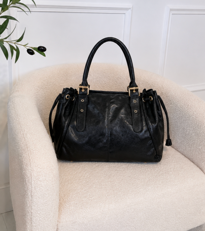 Sac à main pour les cours XXL noir irisé, similicuir