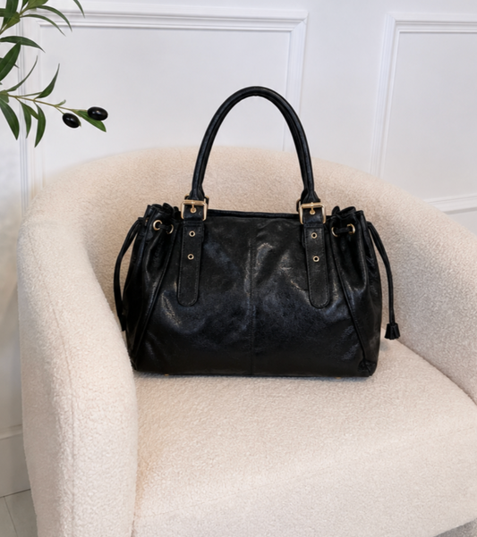 Sac à main pour les cours XXL noir irisé, similicuir