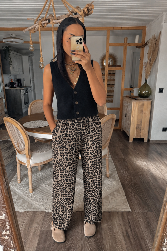 Pantalon Léopard en Coton Gaze